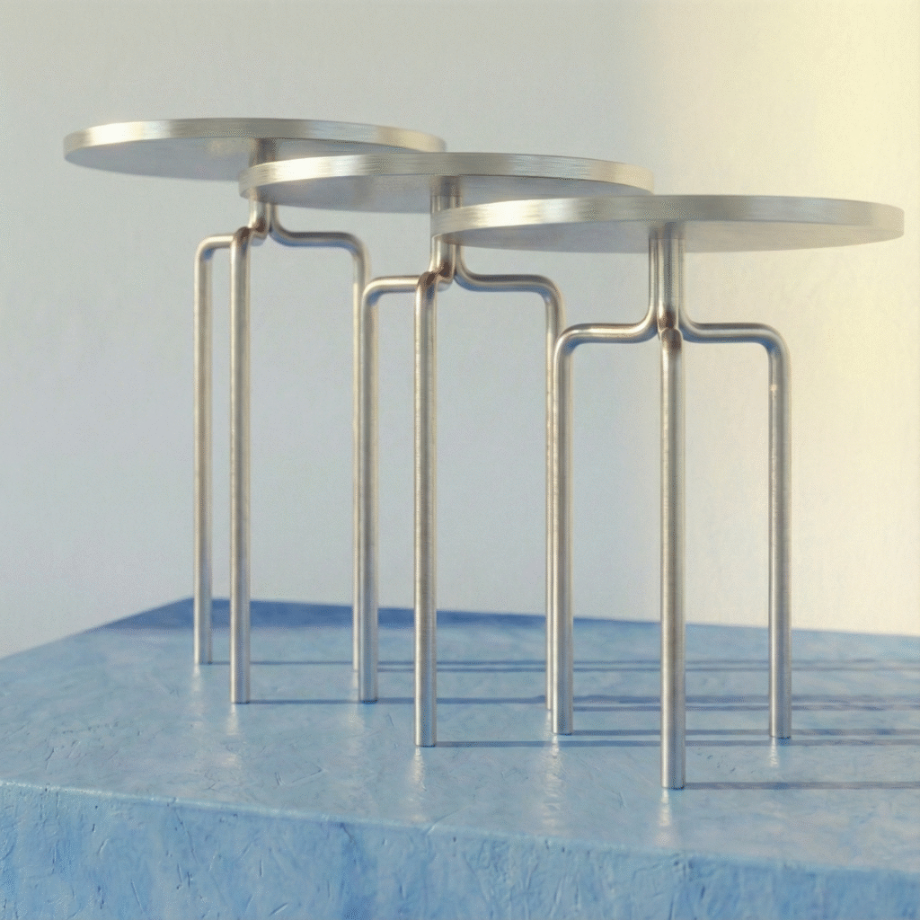 Trio zigon sehpa yakın çekim render